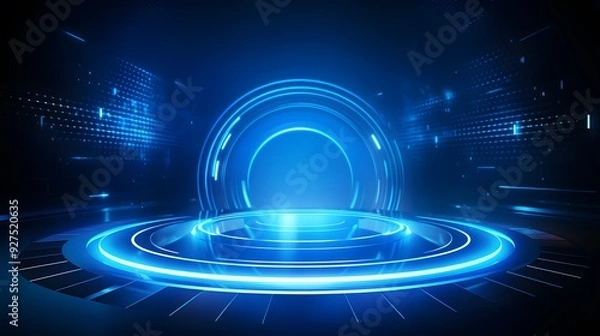 Obraz blue Abstract technology background circles digital hi-tech technology design background. concept innovation. vector illustration