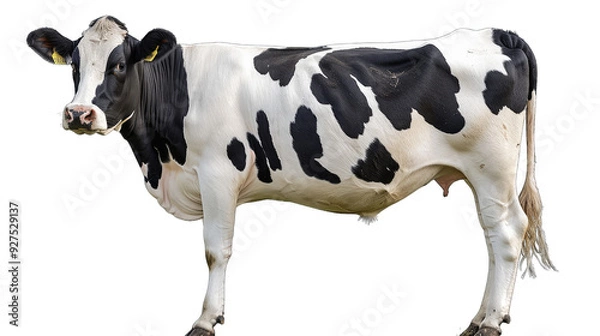 Obraz A black and white dairy cow standing on a transparent background. isolated on white background isolated on white background. transparent background