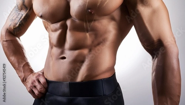 Fototapeta 筋肉質なボディビルダーの男性