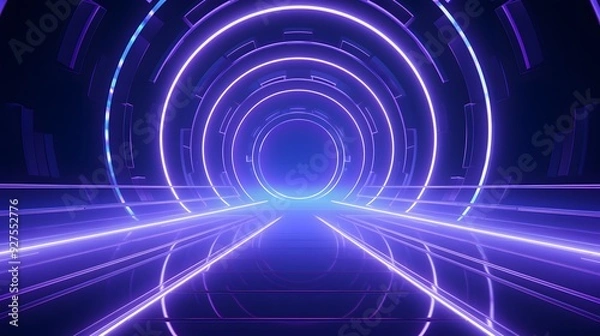 Fototapeta 3d rendering of purple and blue abstract geometric background. Scene for advertising, technology, showcase, banner, game, sport, cosmetic, business, metaverse. Sci-Fi Illustration. Product display