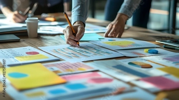Fototapeta Strategic Planning Session with Financial Data-Driven Decisions