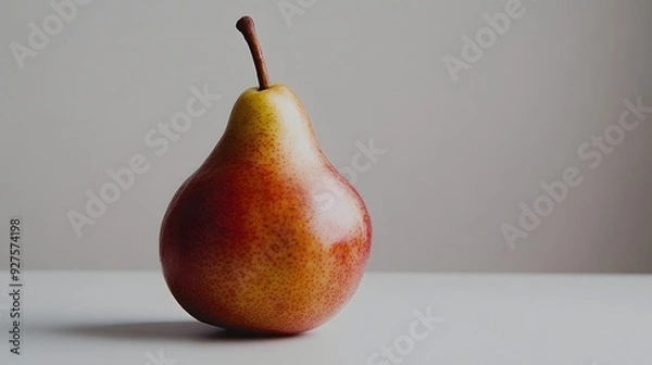 Fototapeta 47. "A close-up of a fresh pear on a white background, showcasing its fiber and nutrient-rich qualities