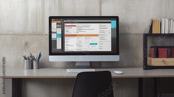 Fototapeta Streamlined Affiliate Marketing Management: Modern WordPress Pretty Links Plugin in Action on a Pristine Digital Workspace