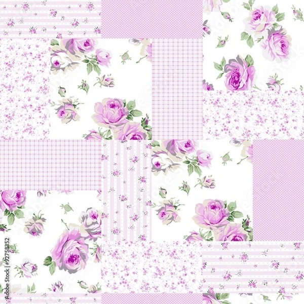 Fototapeta Floral Patchwork Seamless Pattern
