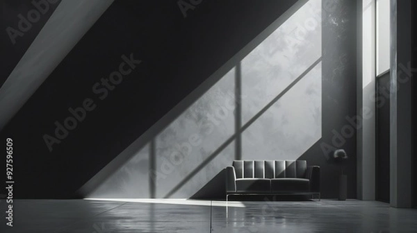 Fototapeta the versatility of black and white decor in a Scandinavian living room oasis, where geometric patterns add a touch of flair.