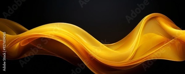 Fototapeta yellow wave liquid on black background