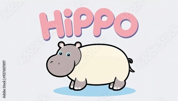 Obraz simple cute hippo design illustration