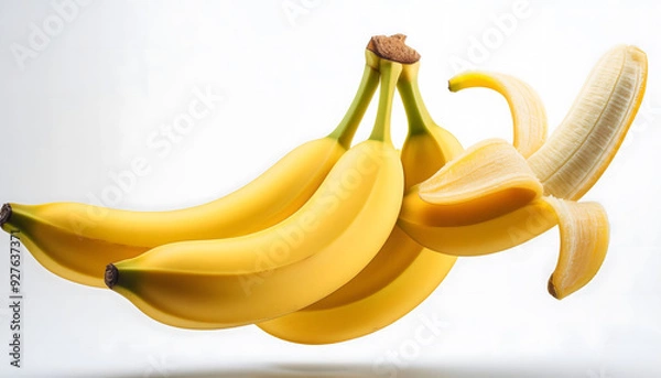 Obraz banana floating in the air, isolated on white background