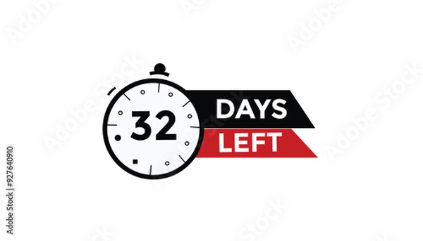 Fototapeta 32 days left Countdown number banner templates. time icon. Vector Illustration 
