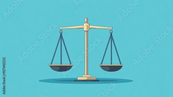 Fototapeta Symbol of justice featuring a balanced scale, representing fairness and equality in legal matters and decision-making.