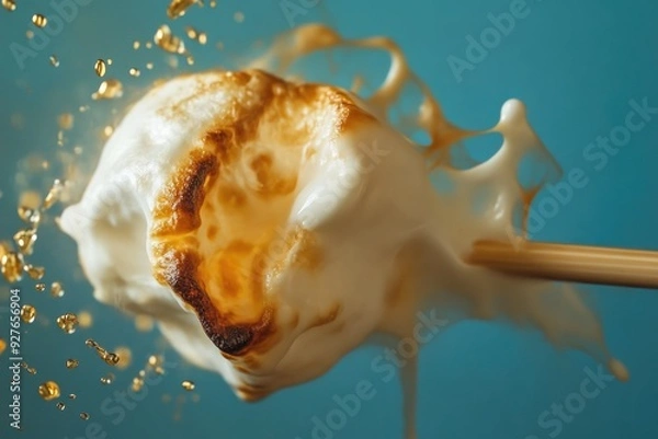 Fototapeta Detailed Close-Up of a Toasted Marshmallow with Gooey Center