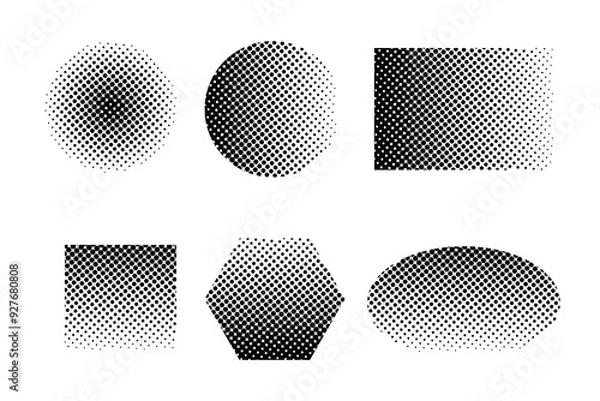 Fototapeta Points circle, square, rectangle, geometric shapes. Design elements. Retro pixelated vector.