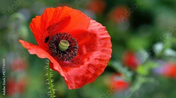 Fototapeta Red Poppy Flower Against a Background