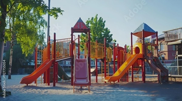 Fototapeta A playground with various elements for play such img