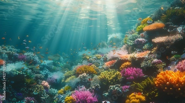 Fototapeta The reef with many different types