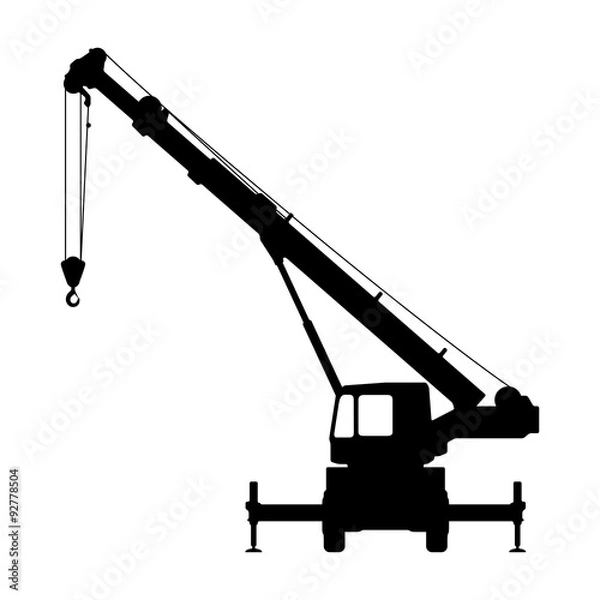 Fototapeta Crane Silhouette on a white background.