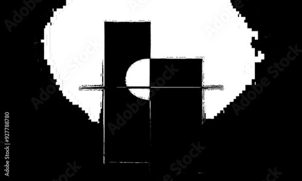 Obraz Minimalist, Geometric, Shapes, Black and White, Abstract, Stark Contrast, Modern Art, Design, Simplicity, Sharp Lines,