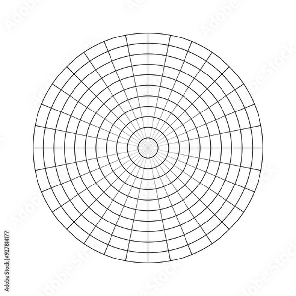 Obraz Vector illustration of a circular grid pattern. Isolated stock image featuring a geometric, radial design ideal for technology, frameworks, targets, and mathematical or abstract projects.