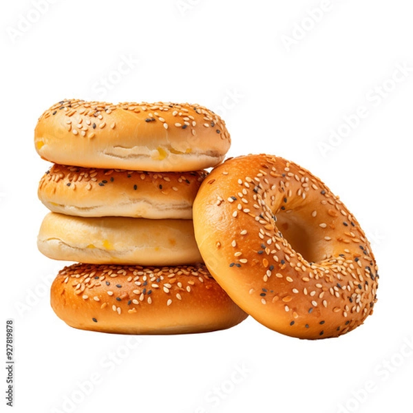 Fototapeta Fresh bagel isolated on transparent background, png