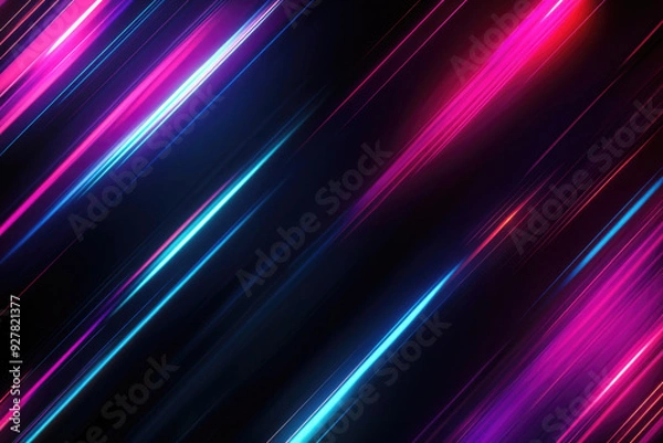 Obraz A striking backdrop with neon futuristic flashes and motion light lines against a black background.