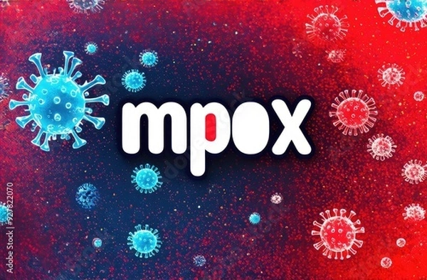 Fototapeta mpox virus against background of viruses. Monkey virus, banner.