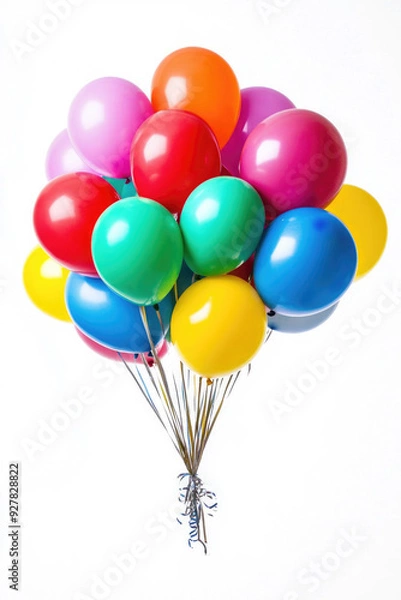Obraz A bundle of colorful balloons, isolated on a white background.