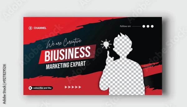 Fototapeta  YouTube thumbnail for live workshop promotion Social media web banner and Editable Modern Video Thumbnail cover	