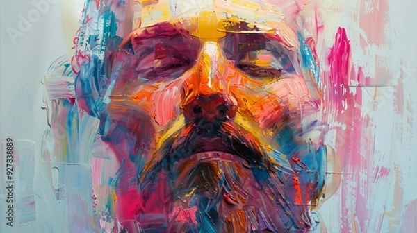 Obraz Abstract Portrait of Jesus Christ with Vibrant Brush Strokes.
