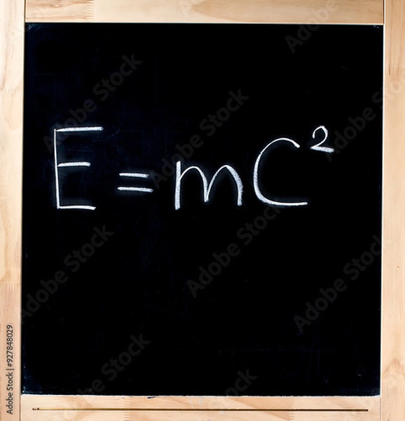 Fototapeta Famous Formula Einstein handwritten animation on blackboard 