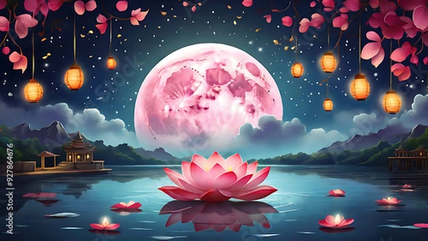 Obraz Sharad Purnima festival mesmerizing Banner and background.
