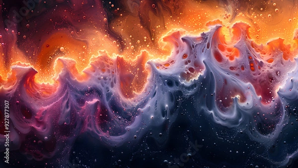 Fototapeta Multicolor liquid  foam waves