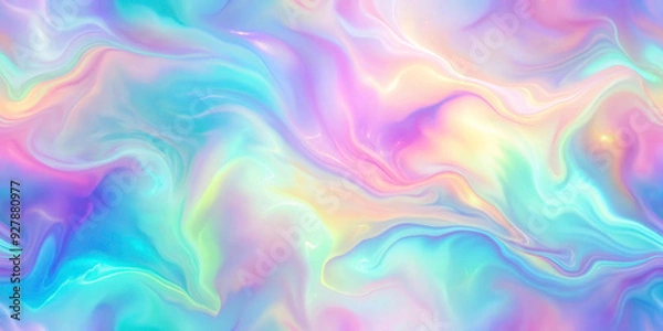 Obraz Pastel Ombre Watercolor Gradient Background with Iridescent Hologram Effects for Brochure, Banner, or Wallpaper