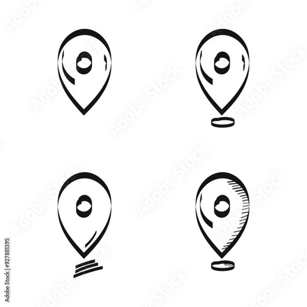 Fototapeta location icon illustration design, icon designed for web and app, hand drawn style design