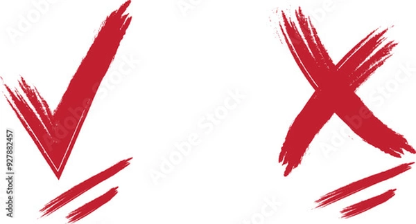 Fototapeta Right and wrong signs, yes or no checkmark icons , tick and red cross illustration button set