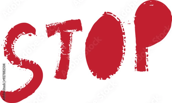 Fototapeta a red stop sign with the word stop written in red with texture and grunge effect.
