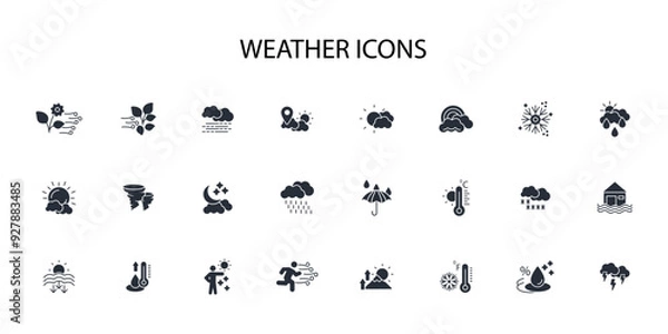 Obraz Weather icon set.vector.Editable stroke.linear style sign for use web design,logo.Symbol illustration.