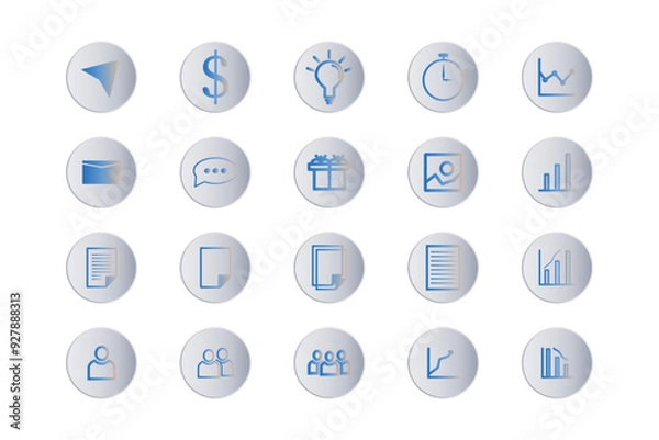 Fototapeta Business thin line stroke icons, business process, commerce, learning, industry, customer service
