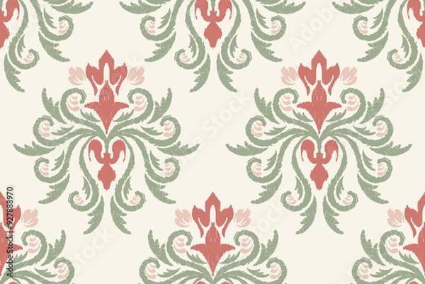 Fototapeta Motifs Ikat floral paisley embroidery background.geometric ethnic oriental pattern traditional.Aztec-style abstract. design for texture, fabric, clothing, wrapping, decoration