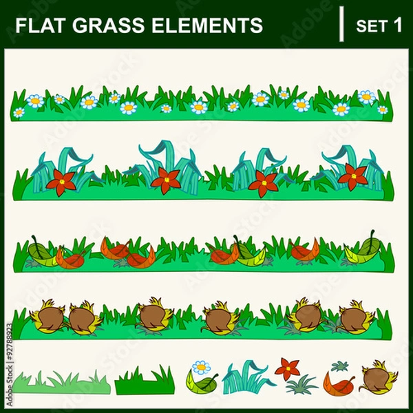 Fototapeta 0915_10 flat grass elements set1