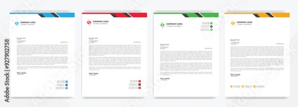 Fototapeta Modern corporate  letterhead template design. Creative and Professional business letterhead design template . Letter head stationery layout vector design. Letterhead template in flat style.