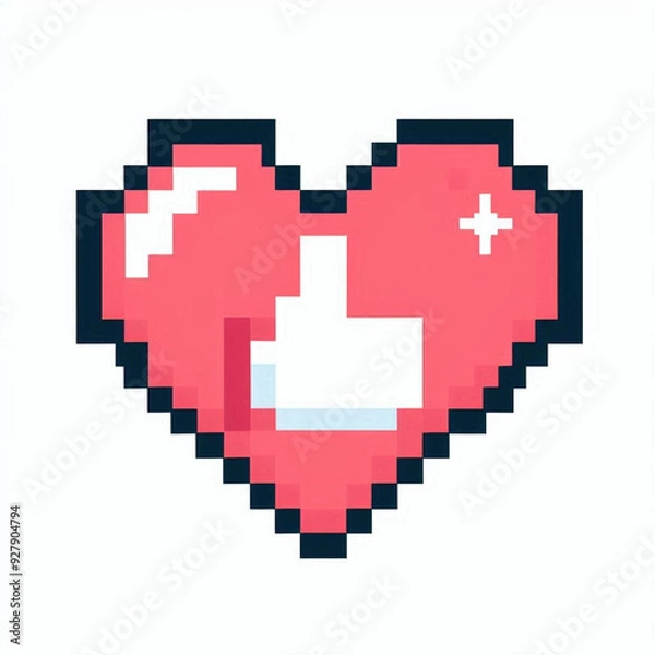Obraz Pixel Art Heart Icon Like