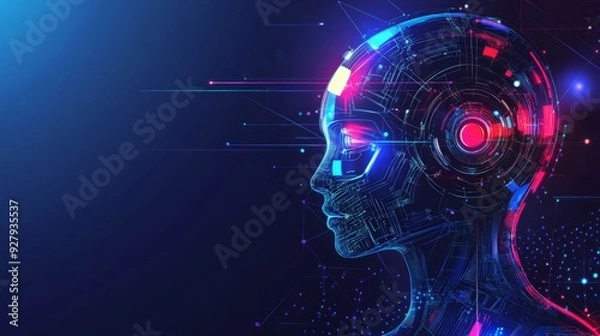 Obraz Neon Consciousness: A Vision of Digital Realms