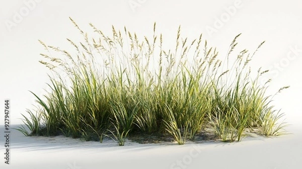 Obraz Mixed prairie grass bed featuring tall bluestem and switchgrass, ideal for natural landscaping and erosion control, isolated on white background