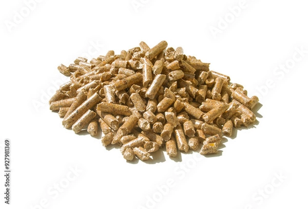 Obraz Pellet, pelet drzewny. Drewno opałowe na białym tle