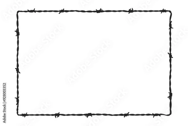 Fototapeta Barbed wire rectangle border frame black fill silhouette vector