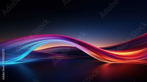 Obraz Abstract colorful waves on a dark background.