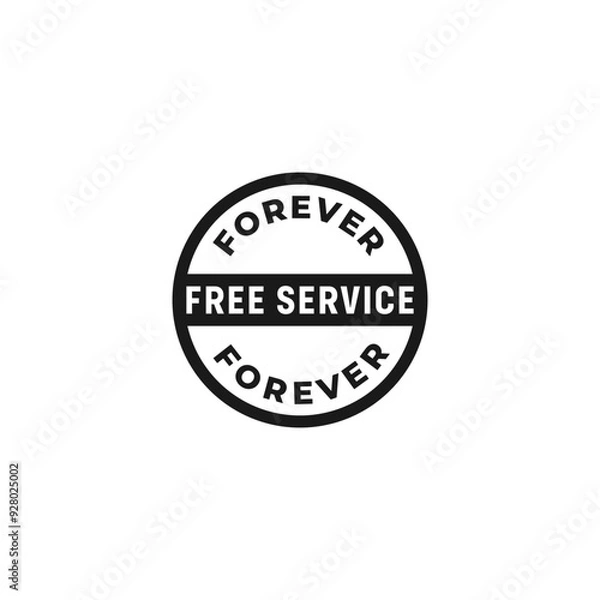 Fototapeta Free service forever label or free service forever stamp vector isolated. Best free service label for product packaging design and more.