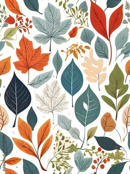 Fototapeta leaf only, scandinavian art style, nature inspired colors, vector, white background