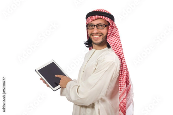 Obraz Arab man with book isolated on white