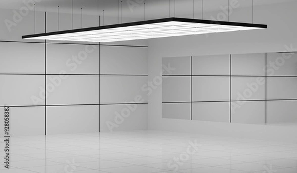 Obraz Backdrop, Modern room and lighting, Showroom, Wall, Product display, Floor, Exhibition, Copy space, Studio, 3D rendering